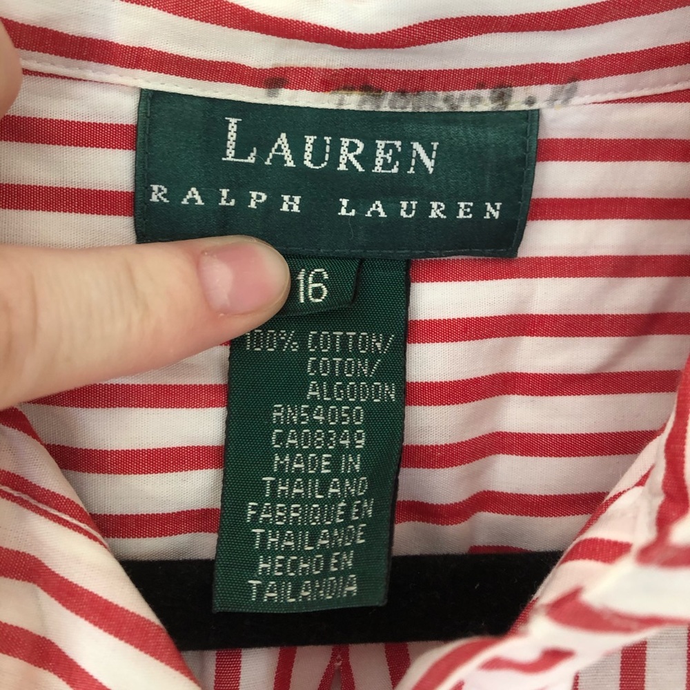 Red Striped Button Down Ralph Lauren Top - Picture 3 of 6